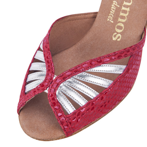 Rummos Damen Tanzschuhe Stella - Leder Rot/Silber - 6 cm