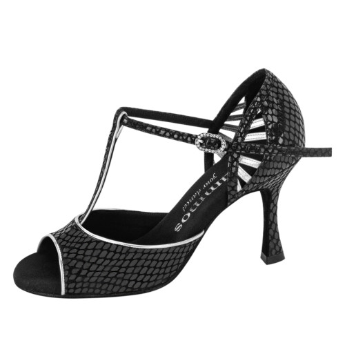 Rummos Mulheres Sapatos de Dança Valentina - Pele Preto/Prata - 7 cm