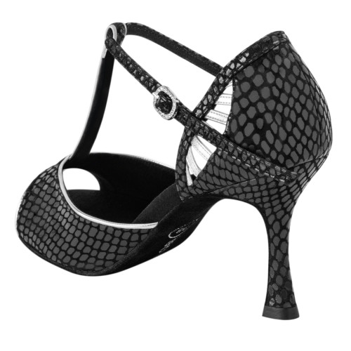 Rummos Mulheres Sapatos de Dança Valentina - Pele Preto/Prata - 7 cm