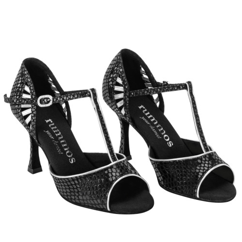 Rummos Mujeres Zapatos de Baile Valentina - Cuero Negro/Plateado - 7 cm