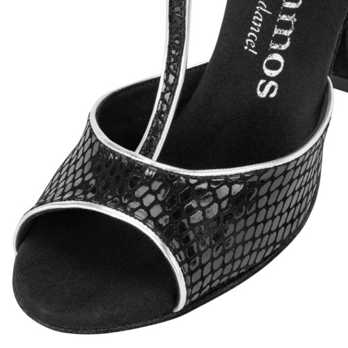 Rummos Mulheres Sapatos de Dança Valentina - Pele Preto/Prata - 7 cm