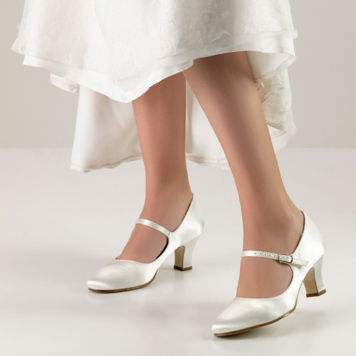 Werner Kern Zapatos de Novia Ashley LS - Satén Blanco - 6 cm - Suela de Cuero Nubuck [UK 9]