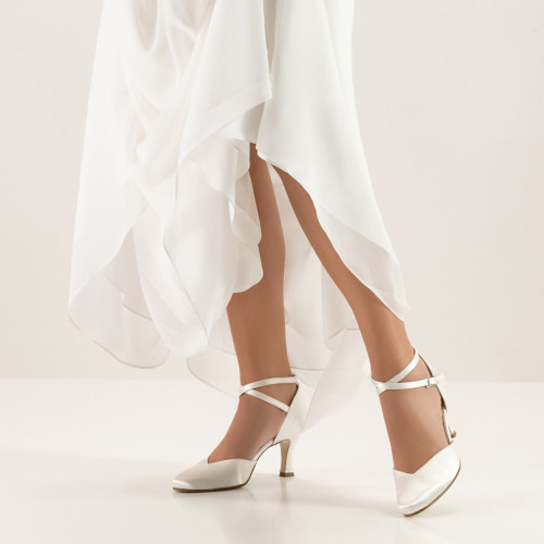 Werner Kern Bridal Shoes Betty LS - White Satin - 6,5 cm - Leather Sole [UK 7,5]