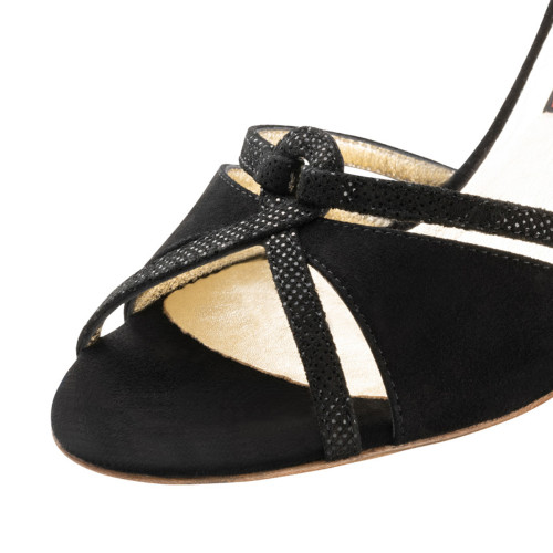 Nueva Epoca Mujeres Zapatos de Fiesta Christina LS - Ante Negro - Suela de Cuero Nubuck [UK 6,5]