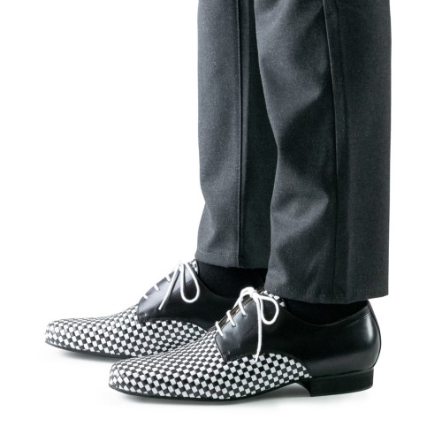 Nueva Epoca Hommes Chaussures de Danse Cordoba - Cuir Noir/Blanc - 2,5 cm