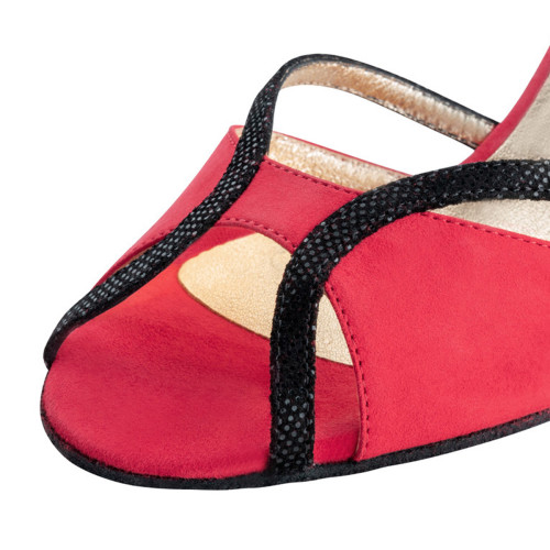 Nueva Epoca Women´s dance shoes Cosima - Suede Red/Black - 7 cm Stiletto  - Größe: UK 3