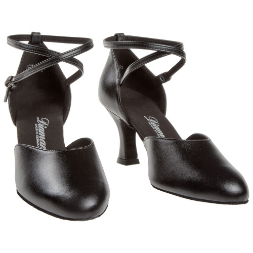 Diamant Mujeres Zapatos de Baile 058-080-034 - Cuero Negro - 6,5 cm Latino [UK 5,5]