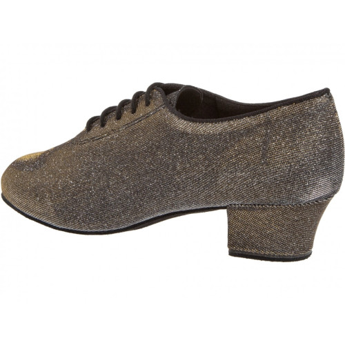 Diamant Damen Trainerschuhe 093-034-509-A - Brokat Schwarz-Silber - 3,7 cm Cuban  - Größe: UK 5