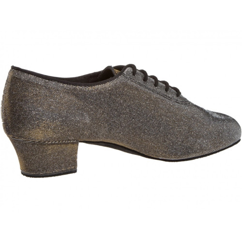 Diamant Ladies Practice Shoes 093-034-509-A - Brocade Black-Silver - 3,7 cm Cuban  - Größe: UK 4,5