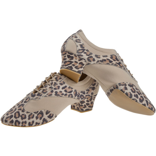 Diamant Mulheres VarioPro Sapatos instrutor de dança 188-234-587-Y - Camurça Leopardo/Bege - 3,7 cm