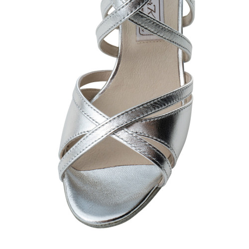 Werner Kern Damen Tanzschuhe Eva - Leder Silber - 6,5 cm  - Größe: UK 4