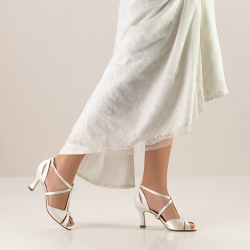 Werner Kern Bridal Shoes Francis LS - White Satin - 6,5 cm - Leather Sole  - Größe: UK 6,5