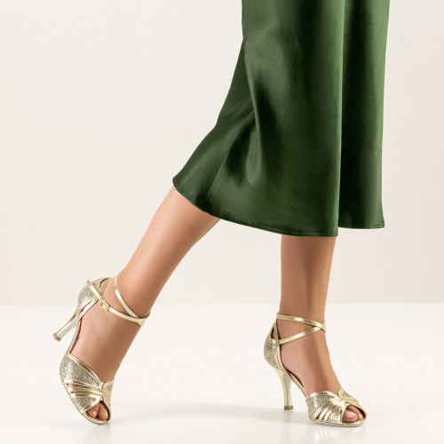 Nueva Epoca Donne Scarpe da Ballo Gloria - Pelle/Broccato Platin - Misura: UK 4