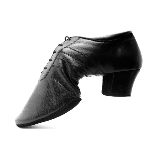 Portdance Heren Latin Dansschoenen PD008 - Leer Zwart - 4 cm Latin - Grootte: EUR 37