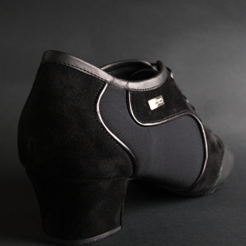 Portdance Heren Latin Dansschoenen PD014 - Lycra Zwart - 4 cm