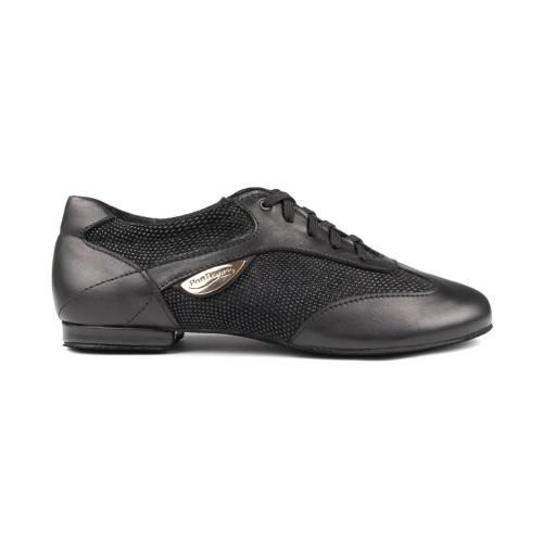 PortDance Sapatos de Dança Senhora PD07 - Couro/Beverly Preto - 1,5 cm