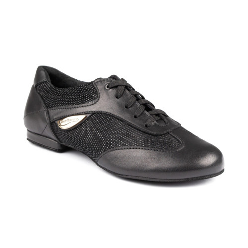 PortDance Sapatos de Dança Senhora PD07 - Couro/Beverly Preto - 1,5 cm
