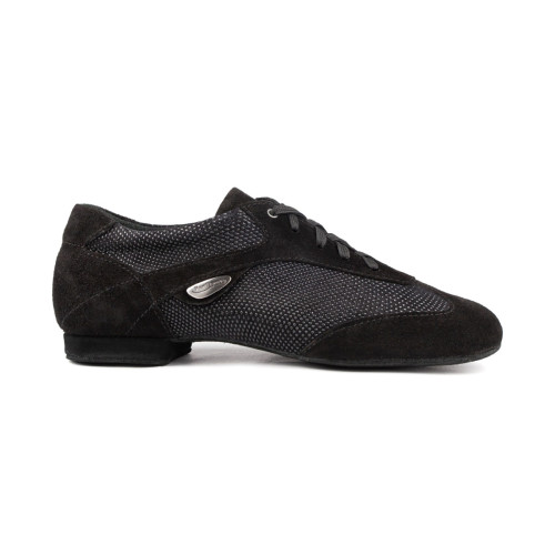 PortDance Sapatos de Dança de Senhora PD07 - Nubuck/Beverly Preto - 1,5 cm