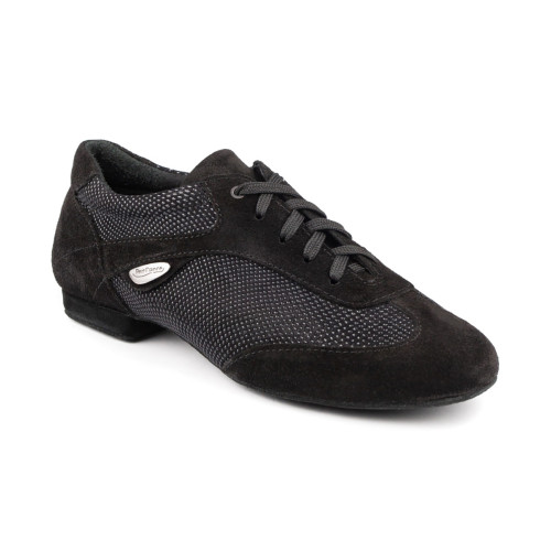 PortDance Sapatos de Dança de Senhora PD07 - Nubuck/Beverly Preto - 1,5 cm