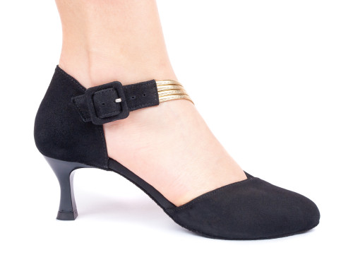 Portdance Damen Tanzschuhe PD126 - Nubuck Schwarz - 5,5 cm Flare (groß) - Größe: EUR 40