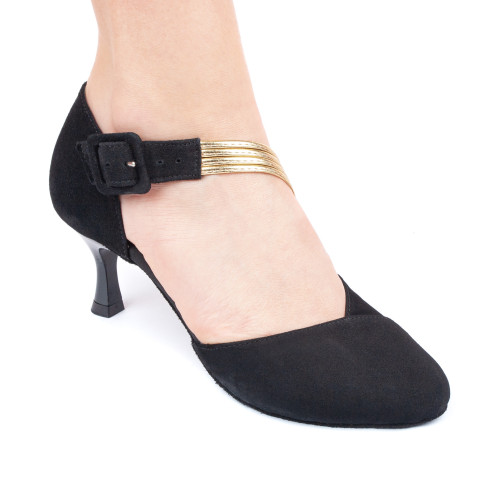 Portdance Mulheres Sapatos de dança PD126 - Nubuck Preto - 5,5 cm Flare (groß) - Tamanho: EUR 40