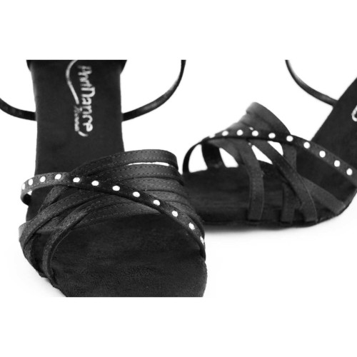 Portdance Mulheres Sapatos de dança PD400 - Cetim Preto - 7 cm Slim - Tamanho: EUR 36