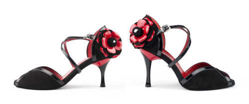 PortDance - Mulheres Sapatos de Dança PD501 - Preto/Vermelha - 5,5 cm