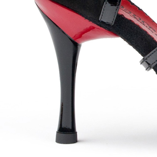PortDance - Mujeres Zapatos de Baile PD501 - Negro/Rojo - 5,5 cm