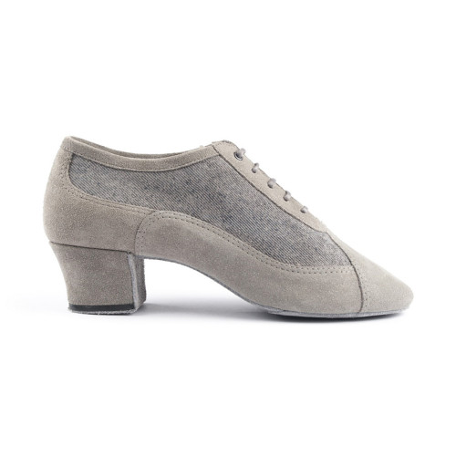 Portdance Ladies Practice Shoes PD702 - Suede Gray / Denim - Size: EUR 37