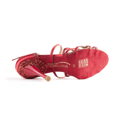 Portdance Femmes Chaussures de Danse PD800 - Satin Rouge - 7,5 cm Slim - Pointure: EUR 39