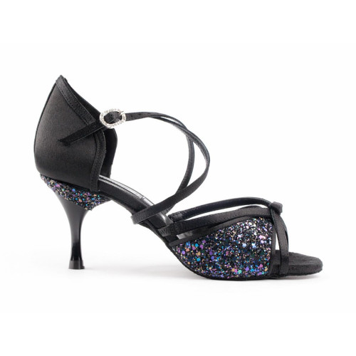 Portdance Damen Tanzschuhe PD801 - Satin Schwarz - 5,5 cm Slim [EUR 38]