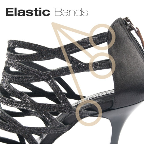 Portdance Femmes Chaussures de Danse PD803 - Satin Noir - 7 cm Flare (klein) - Pointure: EUR 37