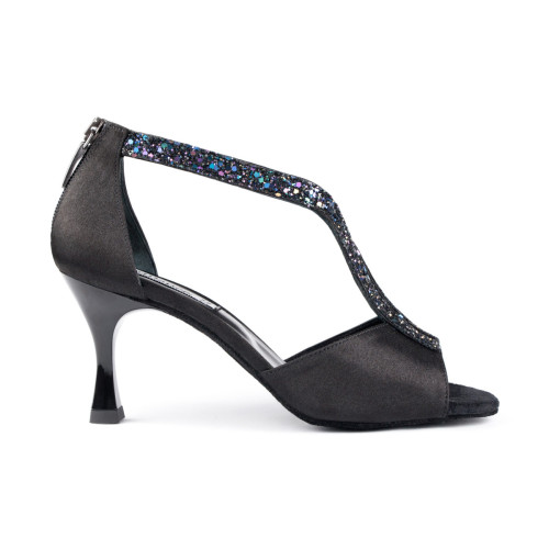 Portdance Women´s dance shoes PD806 - Satin Black/Multicolour - 6 cm Flare (klein) - Size: EUR 36