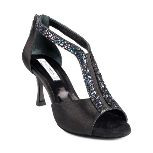 Portdance Mujeres Zapatos de Baile PD806 - Satén Negro/Multicolour - 6 cm Flare (klein) - Talla: EUR 36