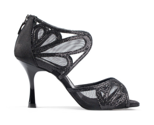 PortDance Femmes Chaussures de Danse PD808 - Satin Noir - 7 cm