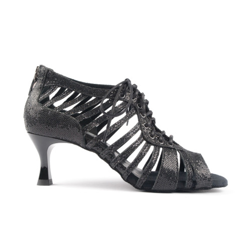 PortDance Mulheres Sapatos de Dança PD812 - Nobuk Glitter Preto - 5cm