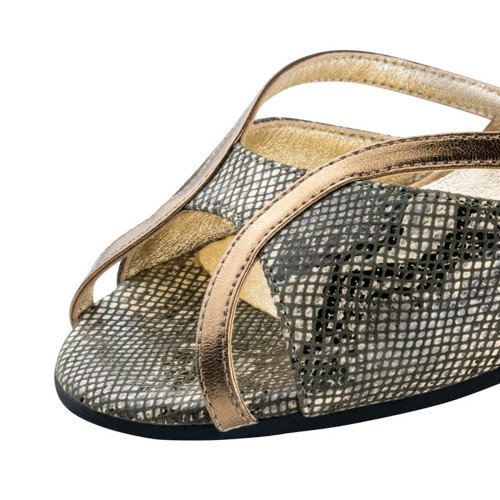 Nueva Epoca Women´s dance shoes Penelope - Leather Oliv / Kupfer - 8 cm Stiletto  - Größe: UK 7,5