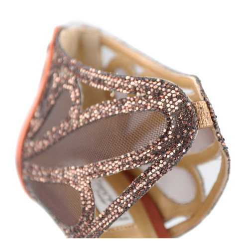 PortDance Mulheres Sapatos de Dança PD808 - Cetim/Malha Bronze - 6 cm