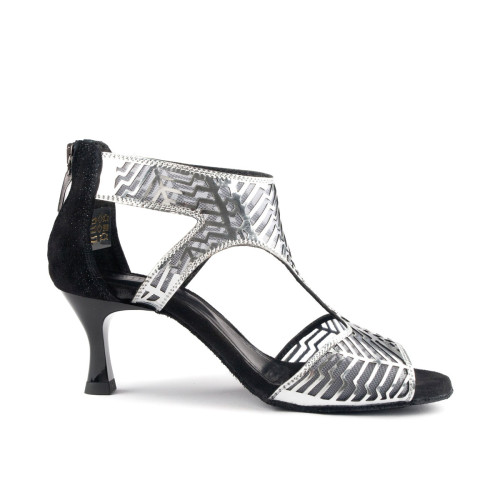 PortDance Femmes Chaussures de Danse PD813 - Argent/Noir - 5 cm Flare (klein) [EUR 36]
