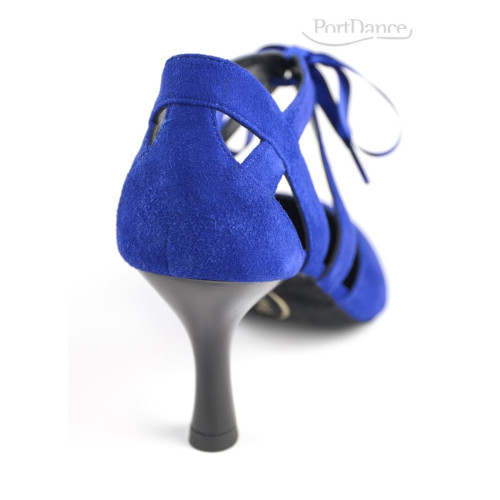 PortDance Damen Tanzschuhe PD125 - Nubuk Blau - 5,5 cm Flare (groß) [EUR 38]