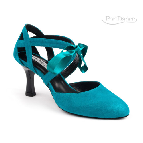Portdance Mulheres Sapatos de dança PD125 - Nubuck Petrol/Grün - 5,5 cm Flare (groß) - Tamanho: EUR 37