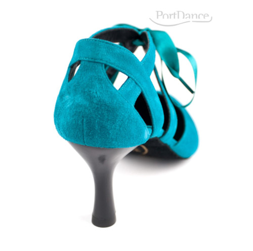 Portdance Mulheres Sapatos de dança PD125 - Nubuck Petrol/Grün - 5,5 cm Flare (groß) - Tamanho: EUR 37