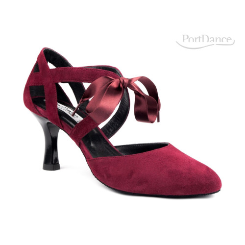 Portdance Mulheres Sapatos de dança PD125 - Nubuck Bordeaux - 5,5 cm Flare (groß) - Tamanho: EUR 38