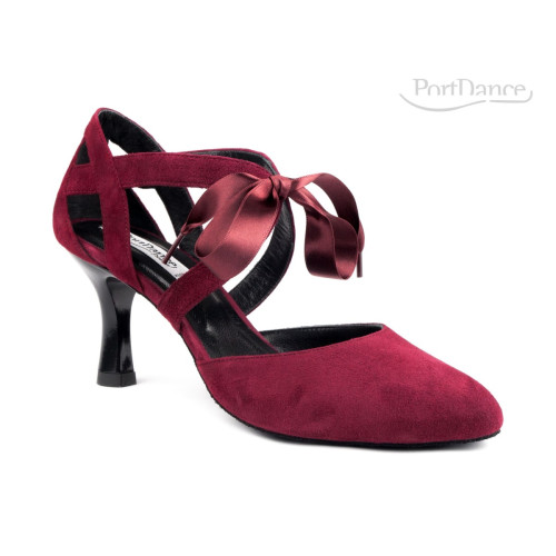 Portdance Damen Tanzschuhe PD125 - Nubuk Bordeaux - 5,5 cm Flare (groß) - Größe: EUR 36