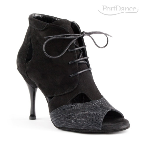 Portdance Mulheres Sapatos de dança PD809 - Nubuck Preto - 5,5 cm Slim - Tamanho: EUR 39