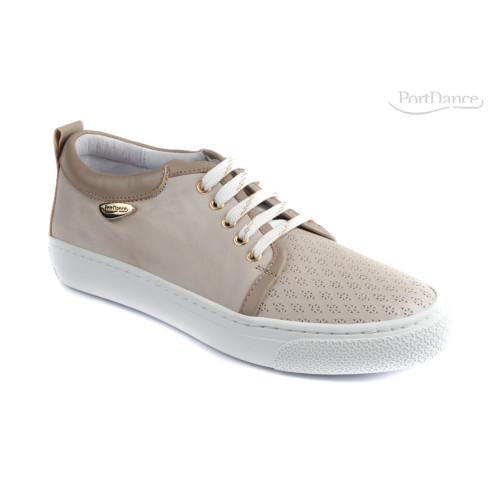 PortDance Femmes Sneakers PD962 - Cuir Beige - Semelle Sneaker [EUR 36]