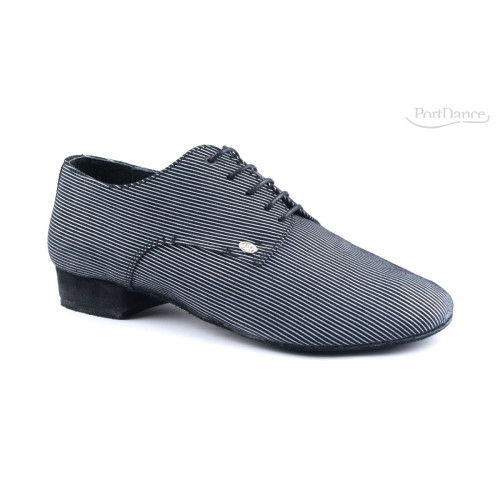 PortDance - Hommes Chaussures de Danse Latin PD018 Fashion - Textile Noir/Blanc - 2 cm