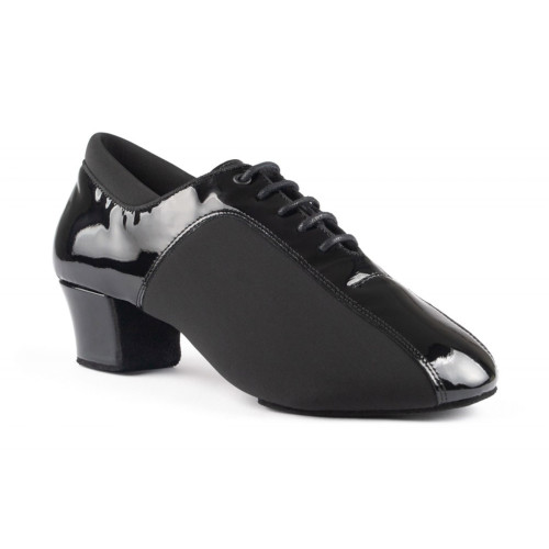 Portdance Heren Latin Dansschoenen PD015 - Lak Zwart - 4,5 cm Latin - Grootte: EUR 42