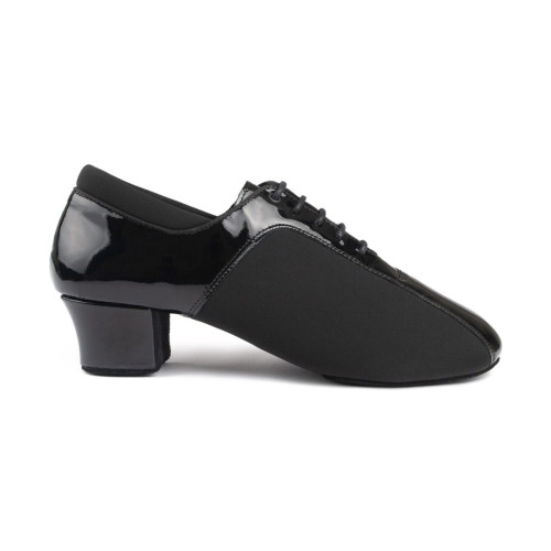 Portdance Hommes Latine Chaussures de Danse PD015 - Vernis Noir - 4,5 cm Latine - Pointure: EUR 42