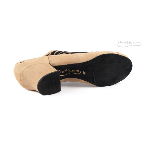 Portdance Mujeres Zapatos de Práctica PD703 - Nubuck Camel/Tiger - 4 cm Cuban - Talla: EUR 38
